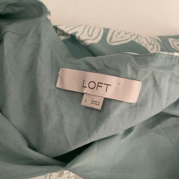 Loft Blouse Women's Large V-Neck Cap Sleeve Bubble Floral Boho Shirt Top - Picture 7 of 9